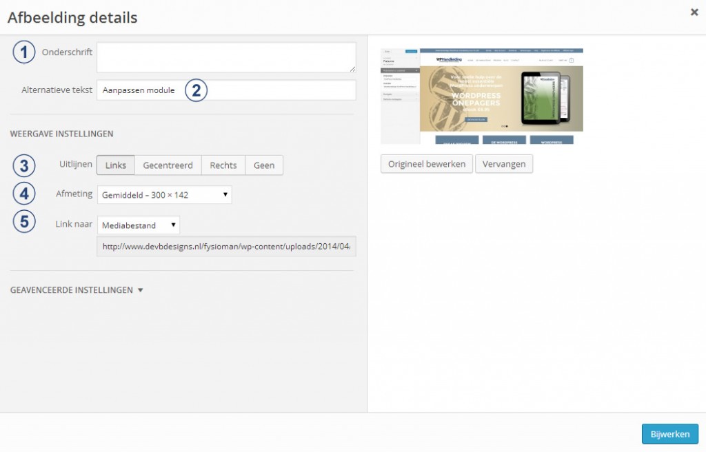Afbeedling details in WordPress - WordPress kennisbank