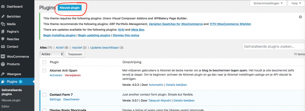 wordpress plugin installeren