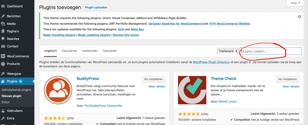 wordpress plugin zoeken