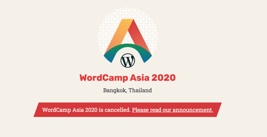 wordcamp asia 2020 geannuleerd wegens zorgen om COVID-19
