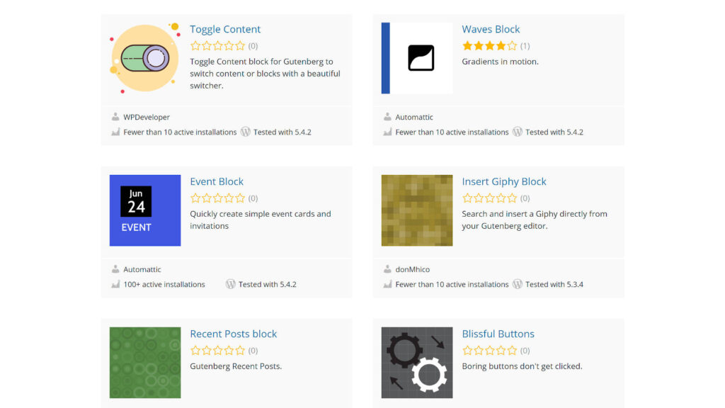 officiële WordPress Block Directory