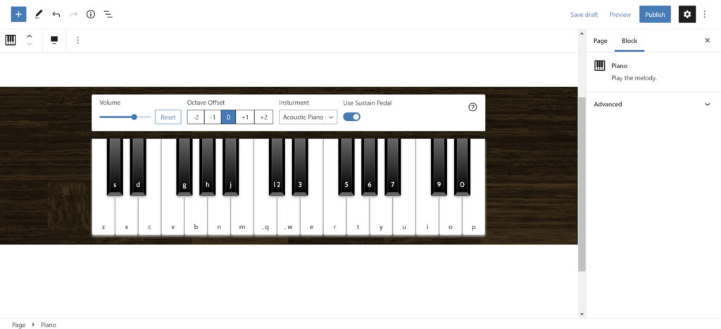 Piano Block plugin