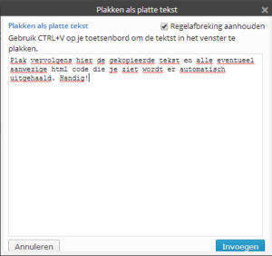 Tekst plakken in Wordpress